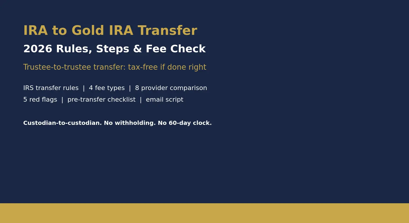 IRA to Gold IRA transfer 2026 — trustee-to-trustee rules, fee comparison, and 8 providers reviewed
